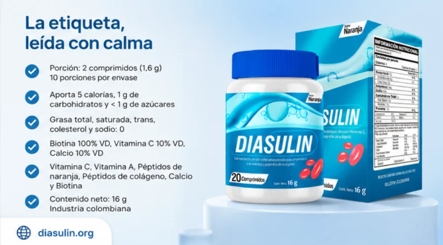 Diasulin — etiqueta con la tabla nutricional del envase